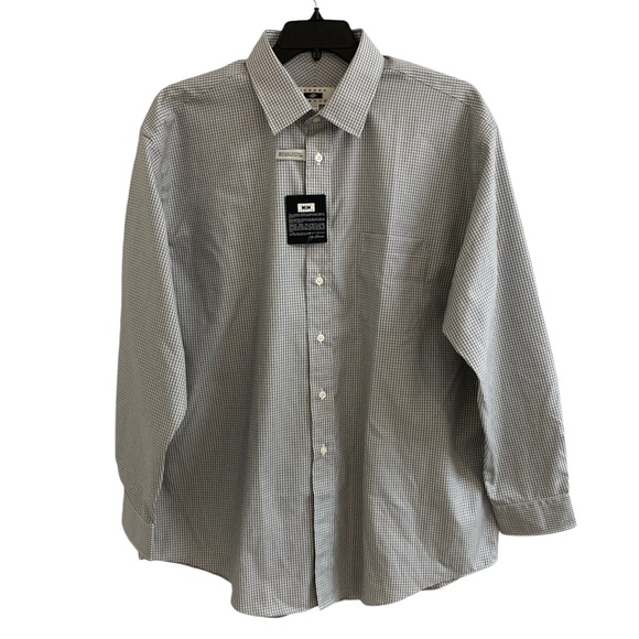 Joseph Abboud 80s 2-Ply Cotton White Gray Plaid Shirt Mens Size 17.5/36 NWT - Picture 1 of 7